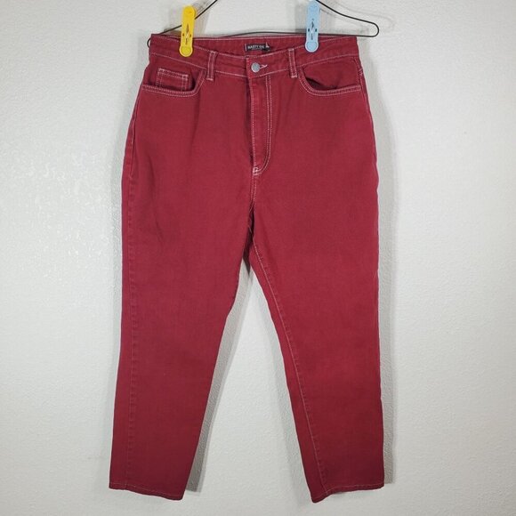 Nasty Gal Collection Womens Jeans Size 9 Cropped Denim Cranberry Red - Picture 1 of 12